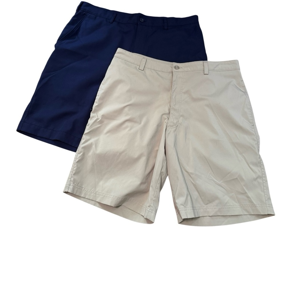 BUNDLE of 2 pairs of Men’s  Performance Shorts. Blue and Khaki. Size 34